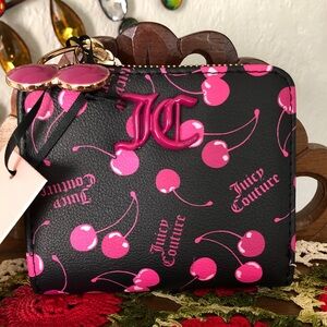 NWT Juicy Couture Cherry On Top Zip Around Wallet w/ Cherry Charm